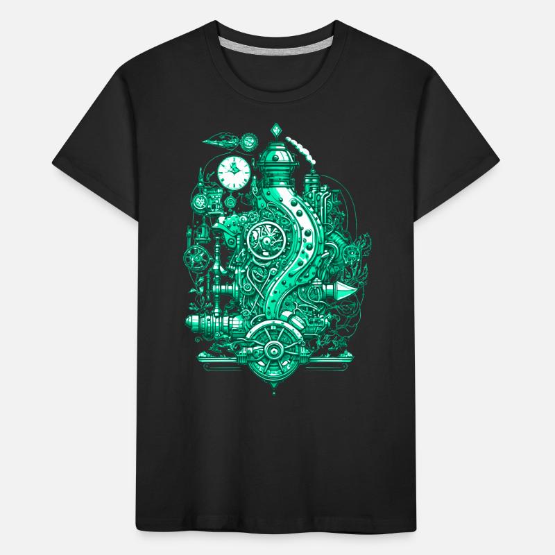 Steampunk steam engine with clockwork and technology Kids' Premium Organic T-Shirt