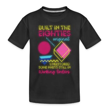 80er Old School Mottoparty Achtziger - Kinder Premium Bio T-Shirt - Schwarz - Vorne