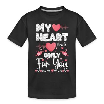 Romantisch Herz Partner - Kinder Premium Bio T-Shirt - Schwarz - Vorne