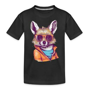 Kako, der bebrillte Numbat - Kinder Premium Bio T-Shirt - Schwarz - Vorne