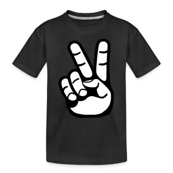 Peace Sign, Victory Sign - Kids' Premium Organic T-Shirt - black - Front