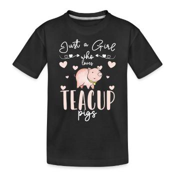 Teacup Minischwein Schweinchen Züchter - Kinder Premium Bio T-Shirt - Schwarz - Vorne