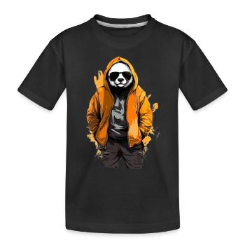 Panda großer Streetstyle | Panda-Liebhaber - Kinder Premium Bio T-Shirt - Schwarz - Vorne