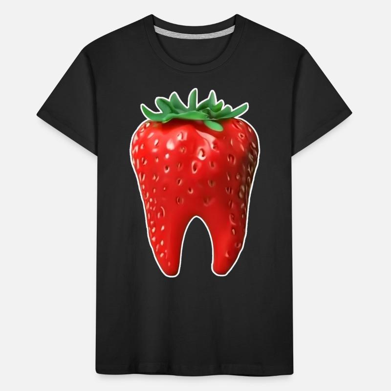 Erdbeere in Form eines Zahns Kinder Premium Bio T-Shirt