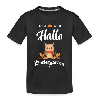 süßes Eulen Design mit Herbstmotiven - Kinder Premium Bio T-Shirt - Schwarz - Vorne