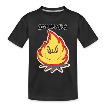 Illustration drôle de dessin animé feu câlin moi - T-shirt bio Premium Enfant - noir - Devant