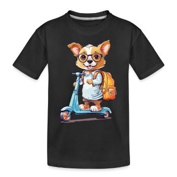Chien mignon école débutant façon conception - T-shirt bio Premium Enfant - noir - Devant