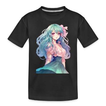 Anime-Mädchen mit rosa Haaren - Kinder Premium Bio T-Shirt - Schwarz - Vorne