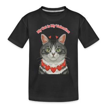 Mon chat est mon valentin - T-shirt bio Premium Enfant - noir - Devant