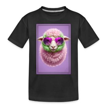 Cute sheep with sunglasses - Kids' Premium Organic T-Shirt - black - Front
