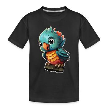 Cartoon Parrot - Kids' Premium Organic T-Shirt - black - Front