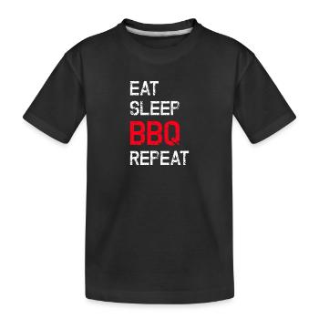 Eat Sleep BBQ Repeat Grillen Spruch - Kinder Premium Bio T-Shirt - Schwarz - Vorne