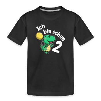 2ème anniversaire mignon dinosaure dinosaure deux ans - T-shirt bio Premium Enfant - noir - Devant