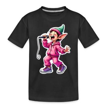 Adorable Elfe Rappeur au Jogging Rose - T-shirt bio Premium Enfant - noir - Devant
