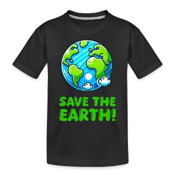 Earth Planet Save the Earth - Kids' Premium Organic T-Shirt - black - Front