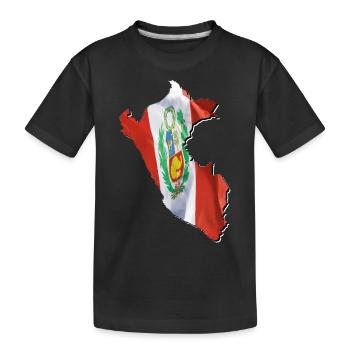 Peru Flagge in der Peru Landkarte - Kinder Premium Bio T-Shirt - Schwarz - Vorne