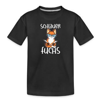 Schlauer Fuchs - Kinder Premium Bio T-Shirt - Schwarz - Vorne