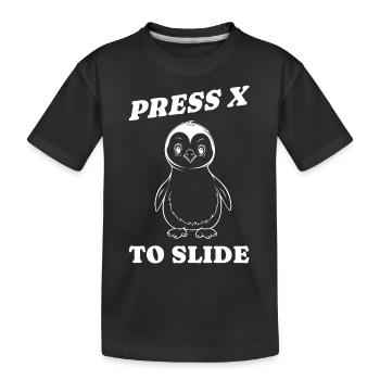press x to slide gift idea - Kids' Premium Organic T-Shirt - black - Front