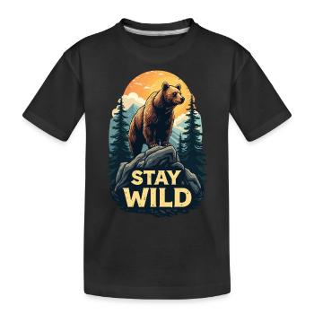 Ours Restez sauvage - T-shirt bio Premium Enfant - noir - Devant