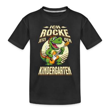 Maternelle, Garderie, Dinosaure, Guitare, Rock, Musique - T-shirt bio Premium Enfant - noir - Devant