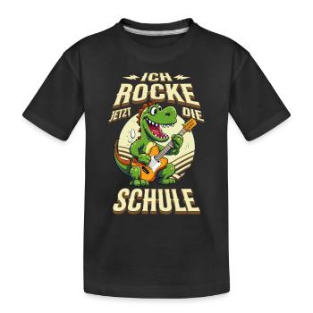 Écolier Inscription à l’école Dino Guitare Rock Musique - T-shirt bio Premium Enfant - noir - Devant