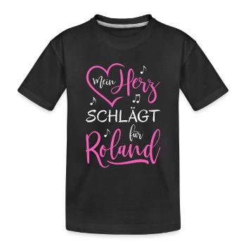Mein Herz schlägt für Roland - Kinder Premium Bio T-Shirt - Schwarz - Vorne