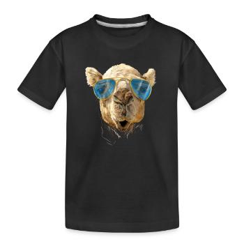 Camel with sunglasses - Kids' Premium Organic T-Shirt - black - Front
