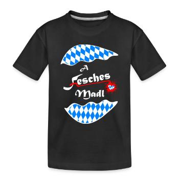  Herz Bavarian Design - Kinder Premium Bio T-Shirt - Schwarz - Vorne