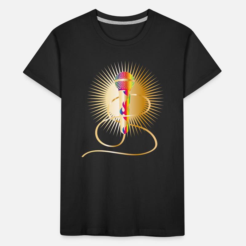 golden microphone with rainbow elements Kids' Premium Organic T-Shirt
