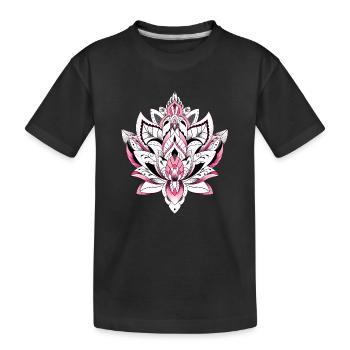 lotus mandala couleur rose - T-shirt bio Premium Enfant - noir - Devant