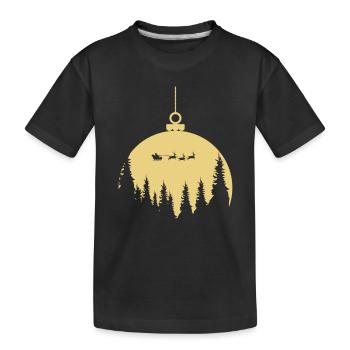Weihnachten santa claus Kugel xmas gold christmas - Kinder Premium Bio T-Shirt - Schwarz - Vorne