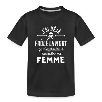 mort, frôler la mort, homme humour - T-shirt bio Premium Enfant - noir - Devant