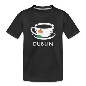 Dublin Teacup UK Flag Sachet de thé - T-shirt bio Premium Enfant - noir - Devant