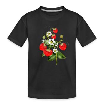 Plante de fraises en filigrane avec fleur de fraises - T-shirt bio Premium Enfant - noir - Devant