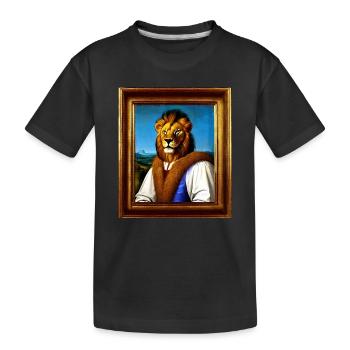 Lion Noble Portrait - Renaissance Royal Style - Kids' Premium Organic T-Shirt - black - Front
