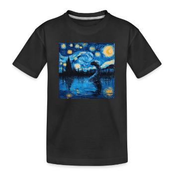 loch ness monster, nessie, van gogh, sternenacht - Kinder Premium Bio T-Shirt - Schwarz - Vorne