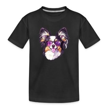 Épagneul miniature continental Papillon - T-shirt bio Premium Enfant - noir - Devant