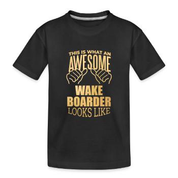 Wakeboard - Kinder Premium Bio T-Shirt - Schwarz - Vorne