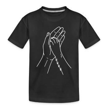 Main avec patte, chien, patte de chien, propriétaire, maître - T-shirt bio Premium Enfant - noir - Devant