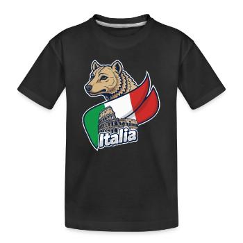 Italian Wolf with Colosseum - Kids' Premium Organic T-Shirt - black - Front
