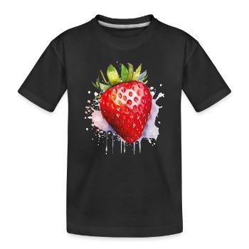 Wasserfarbene Erdbeere Spritzer - Kinder Premium Bio T-Shirt - Schwarz - Vorne