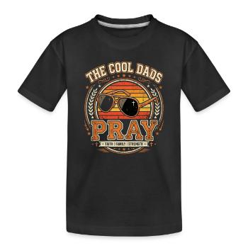 The Cool Dads Pray Mann Gottes Papa Glaube Kreuz - Kinder Premium Bio T-Shirt - Schwarz - Vorne