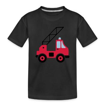 Feuerwehr Leiterwagen - Kinder Premium Bio T-Shirt - Schwarz - Vorne