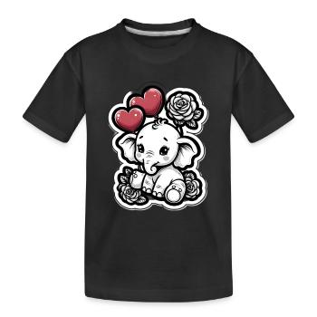 Süsses Elefantenbaby mit Herz Ballon Elefantenmama - Kinder Premium Bio T-Shirt - Schwarz - Vorne