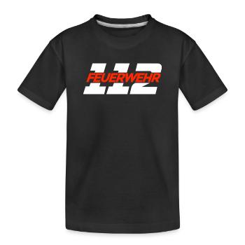 Feuerwehr 112 Feuerwehrmann freiwillige Feuerwehr - Kinder Premium Bio T-Shirt - Schwarz - Vorne
