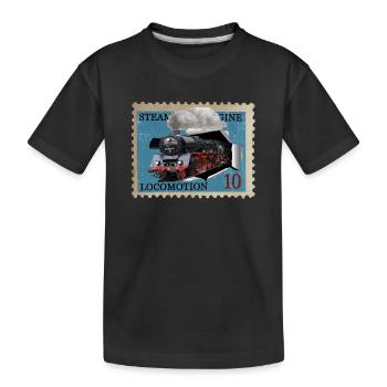 Timbre de locomotive à vapeur - T-shirt bio Premium Enfant - noir - Devant