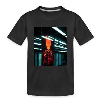 Futuristic cyborg in subway station - Kids' Premium Organic T-Shirt - black - Front