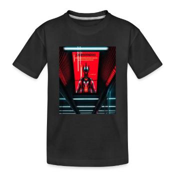 Futuristic cyborg in subway station - Kids' Premium Organic T-Shirt - black - Front