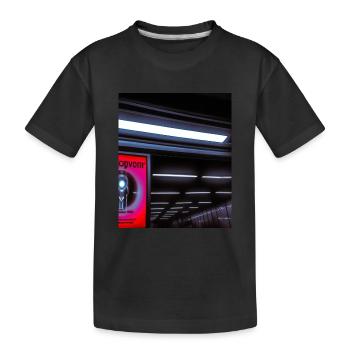 Futuristic cyborg in subway station - Kids' Premium Organic T-Shirt - black - Front