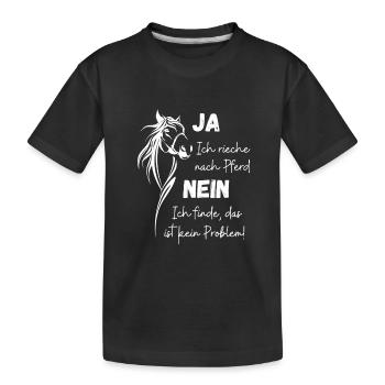 Ich rieche nach Pferd - Kinder Premium Bio T-Shirt - Schwarz - Vorne